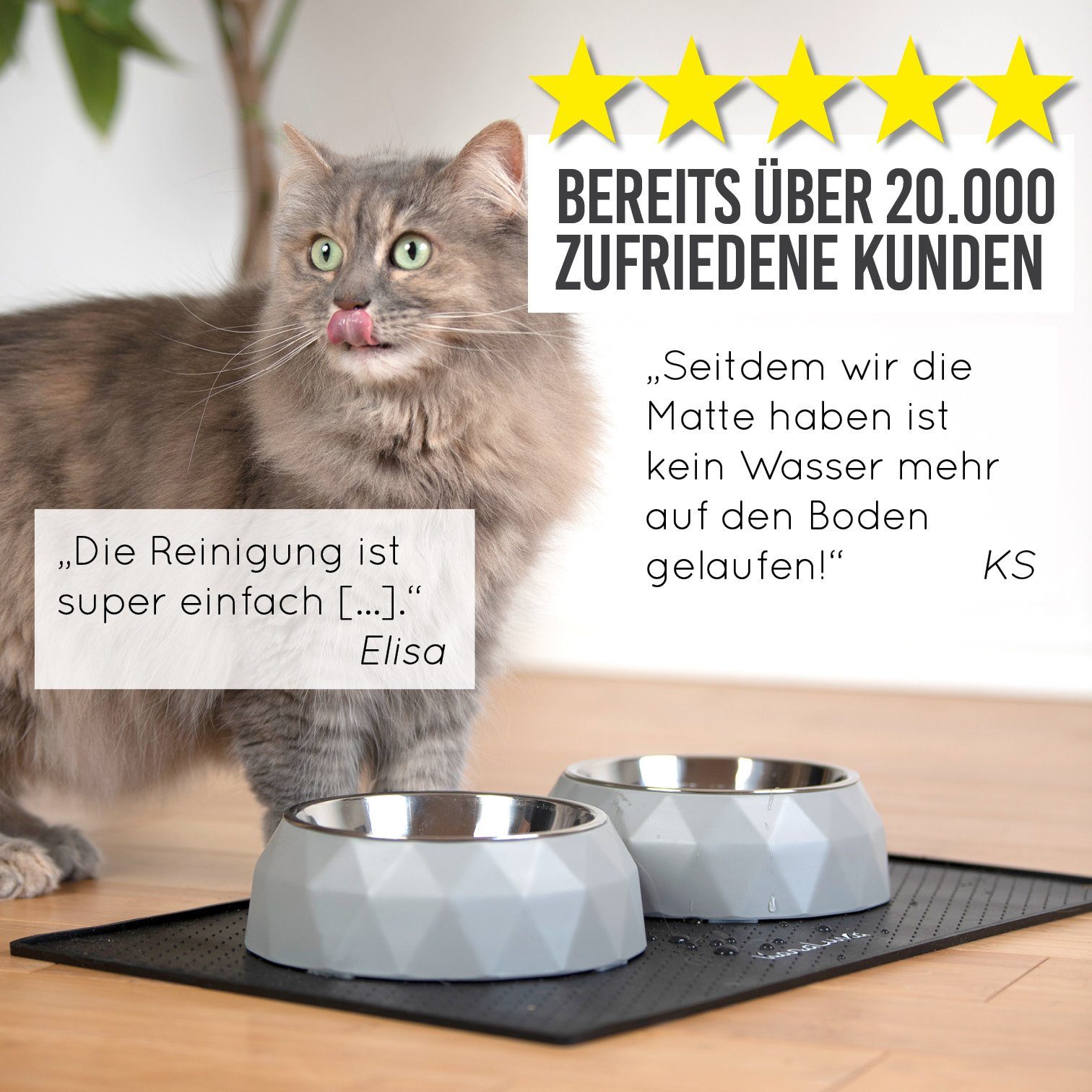 KaraLuna Futternapf Napfunterlage aus Silikon I Futtermatte Hundenapf Unterlage Katzennapf, Silikon-Napfunterlage