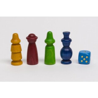 Set Attraktive Spielkegel mit Würfel