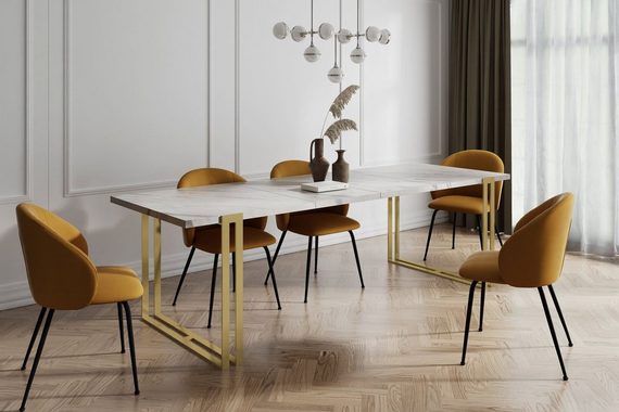 WFL GROUP Esstisch Wolf, Glamour Ausziehbar Tisch im Loft-Stil mit Metallbeinen