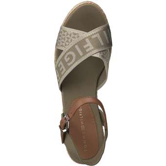 Tommy Hilfiger Webbing Low Wedge Sandal in grün