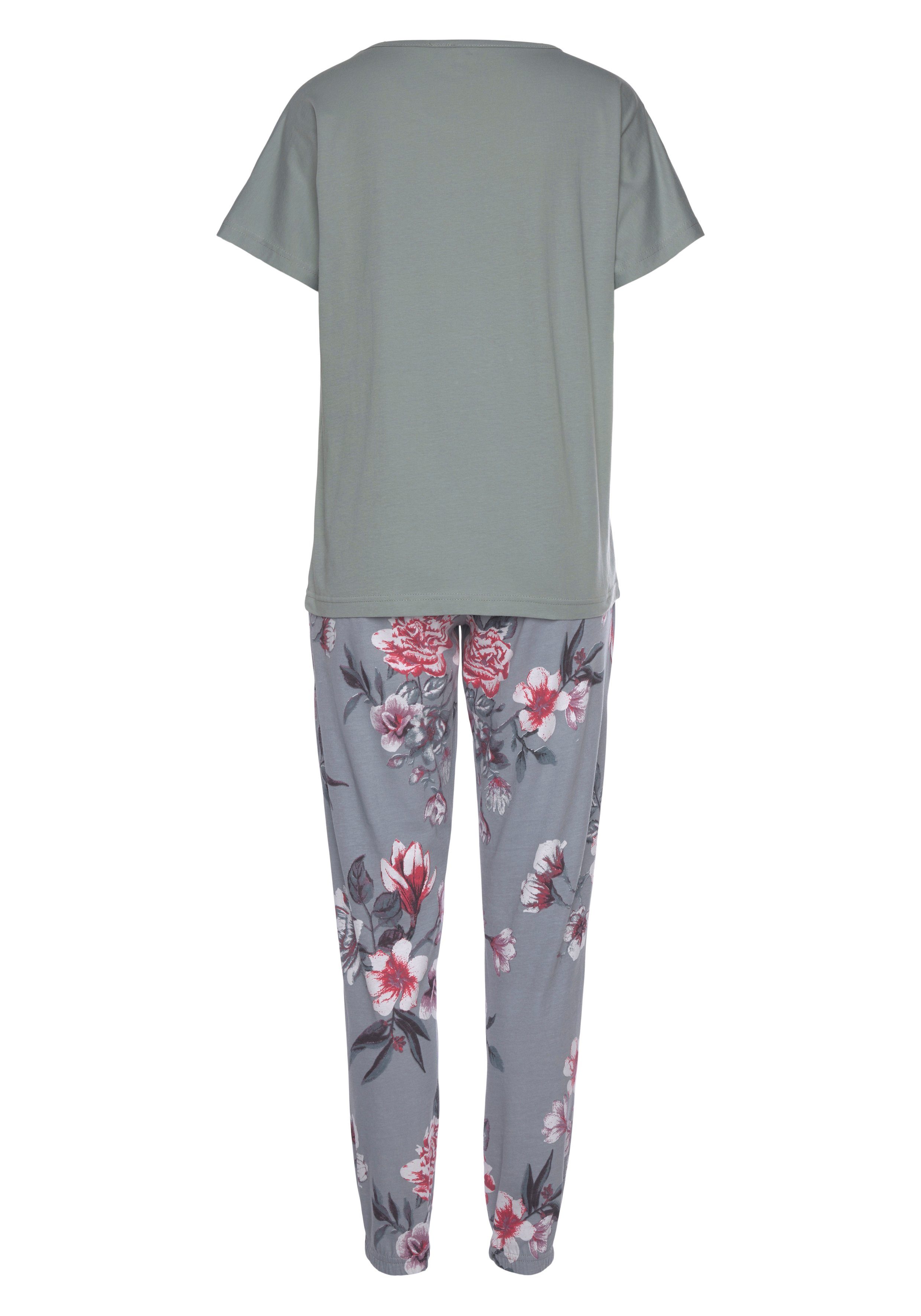 Vivance Dreams Pyjama (2 tlg., 1 Stück) mit Hortensienmuster