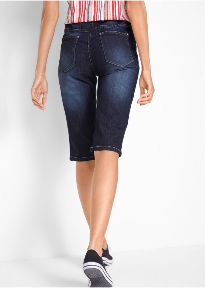 Stretch-Jeans-Bermuda mit Bequembund