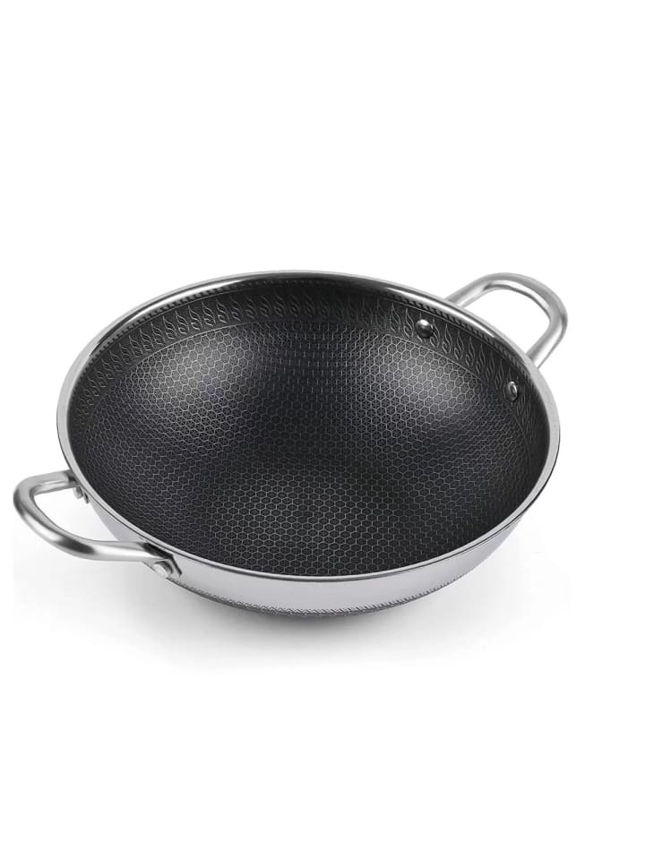 Cheffinger Wok Topf Wabenstruktur Ø36cm Induktion Anti Haft Kratzfest in Silber günstig kaufen 1