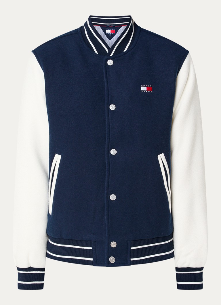 Prešívaná bomber bunda Tommy Hilfiger zo zmesi vlny s výšivkou loga