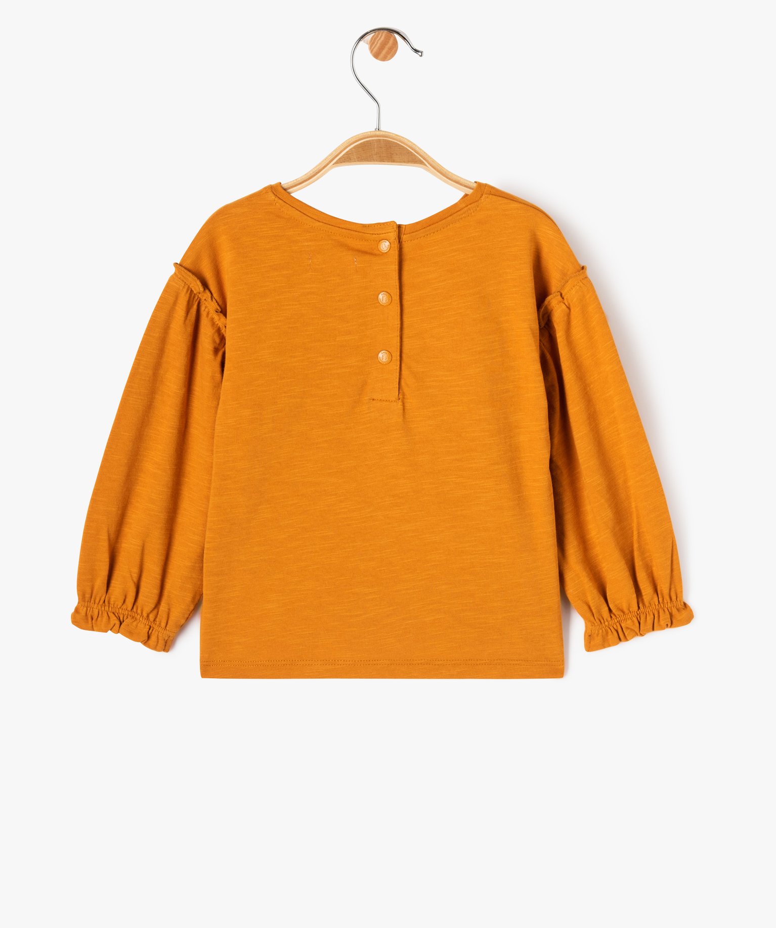 Tee-shirt bébé fille à manches longues fantaisie et brode... jaune | GEMO
