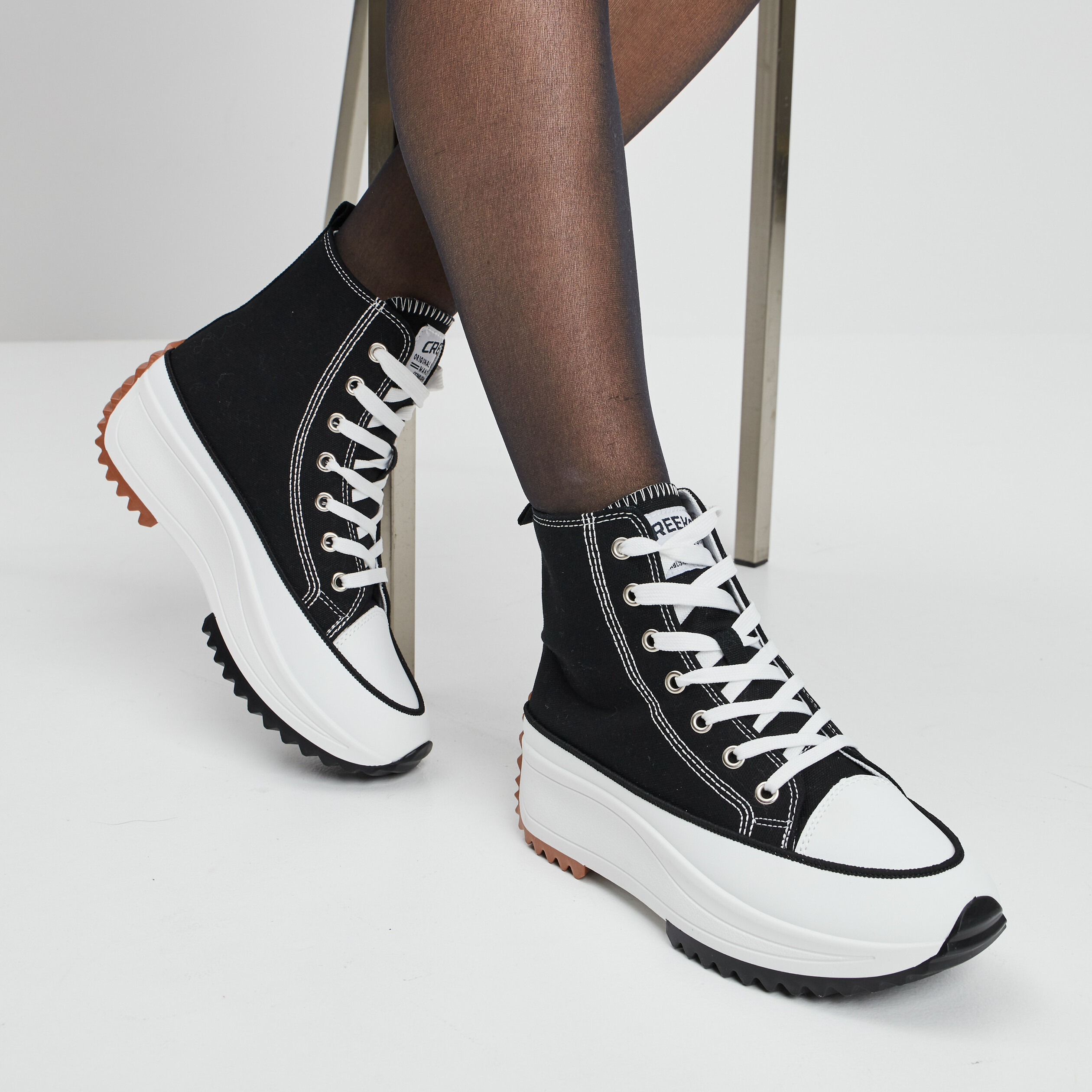 Baskets plateformes en toile Creeks noir femme | La Halle