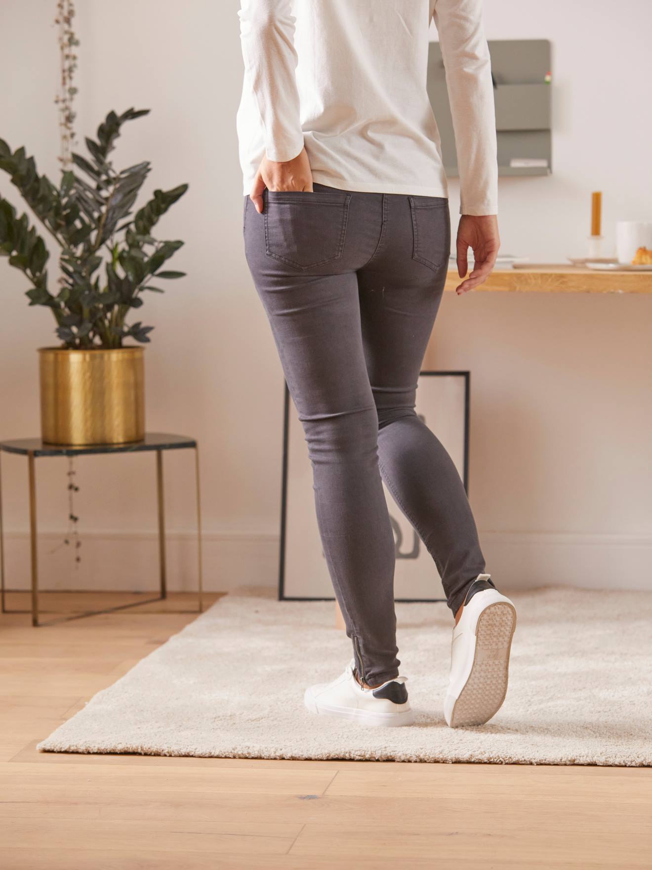 Vertbaudet Umstands-Jeans, Slim-Fit, Schrittlänge 76 cm - anthrazit