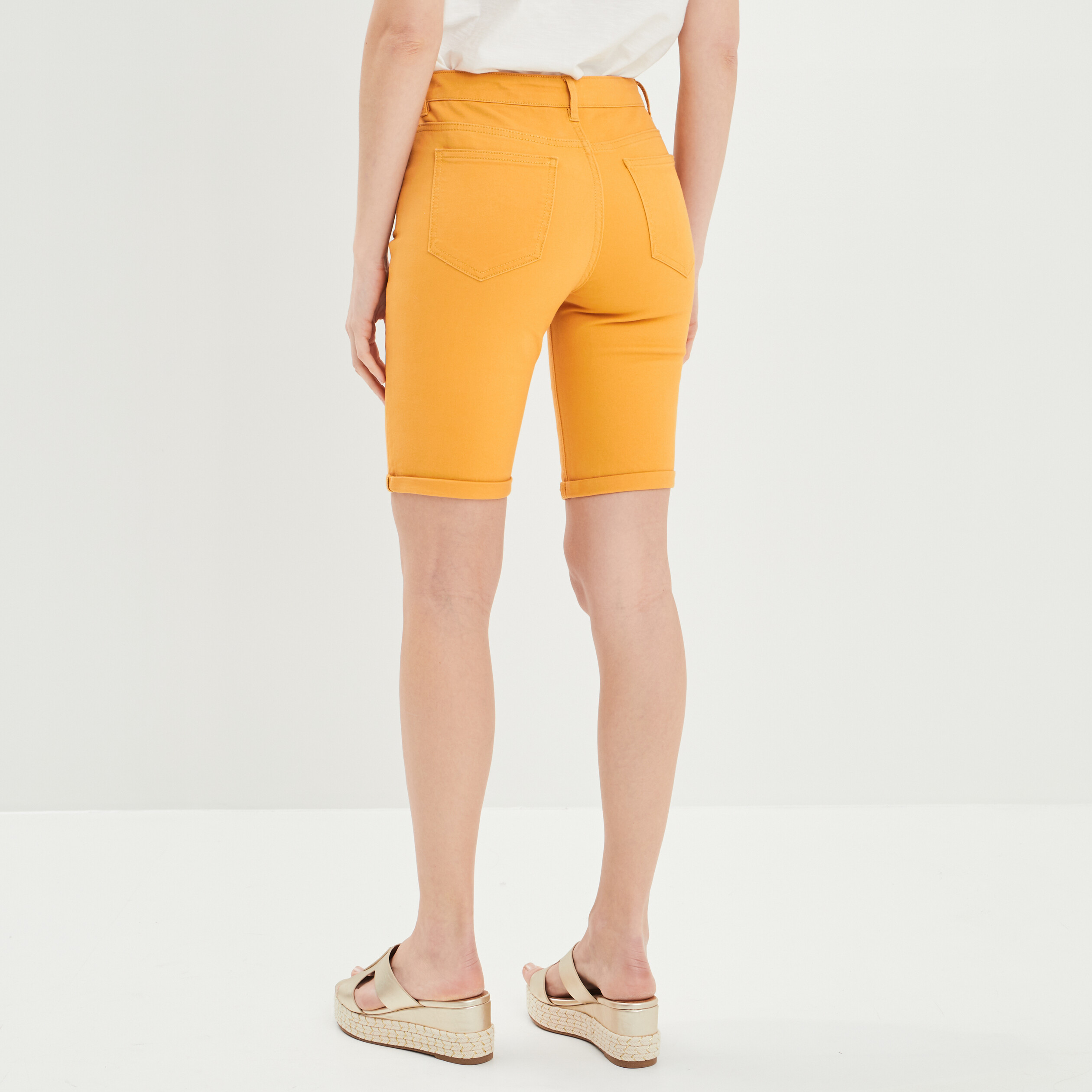 Bermuda slim 5 poches jaune moutarde femme | La Halle