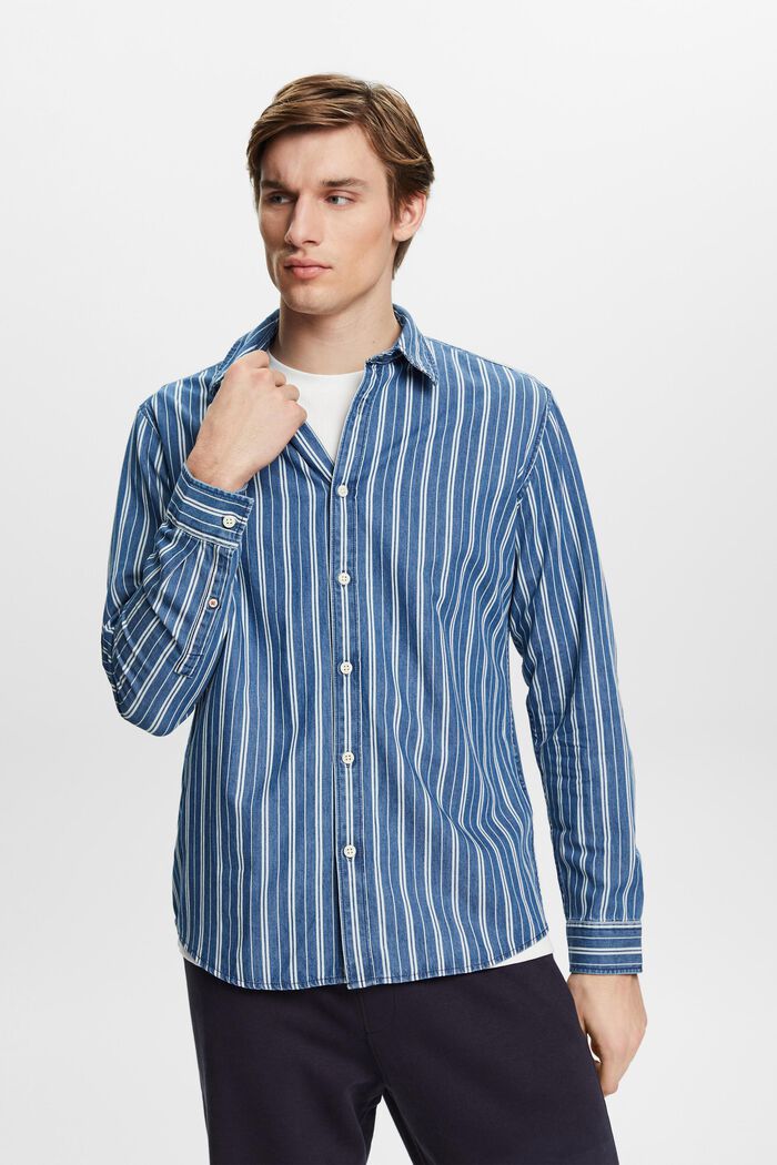 Schmal geschnittenes Jeanshemd mit Streifen