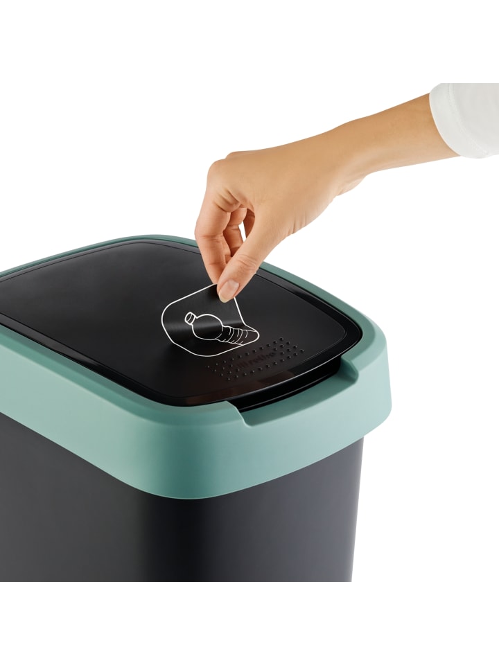 Rotho Twist Mülleimer mit Deckel 25l, Kunststoff (PP)  in Mistletoe grün günstig kaufen onesize