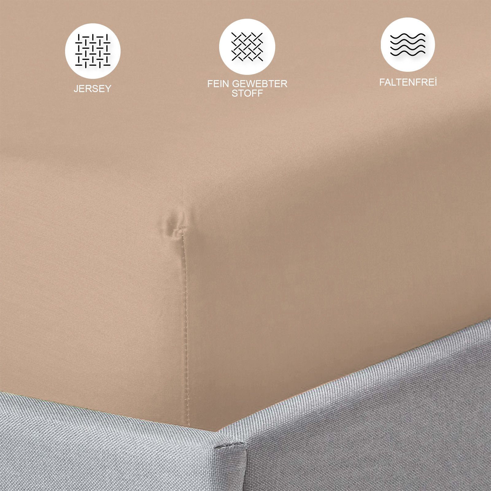 Spannbettlaken StyleHeim, Buymax, Jersey, Gummizug: Rundumgummi, Spannbettlaken Jersey aus 100% Baumwolle, Pflegeleicht und Atmungsaktiv mit Rundumgummi in Verschiedenen Farben und Größen