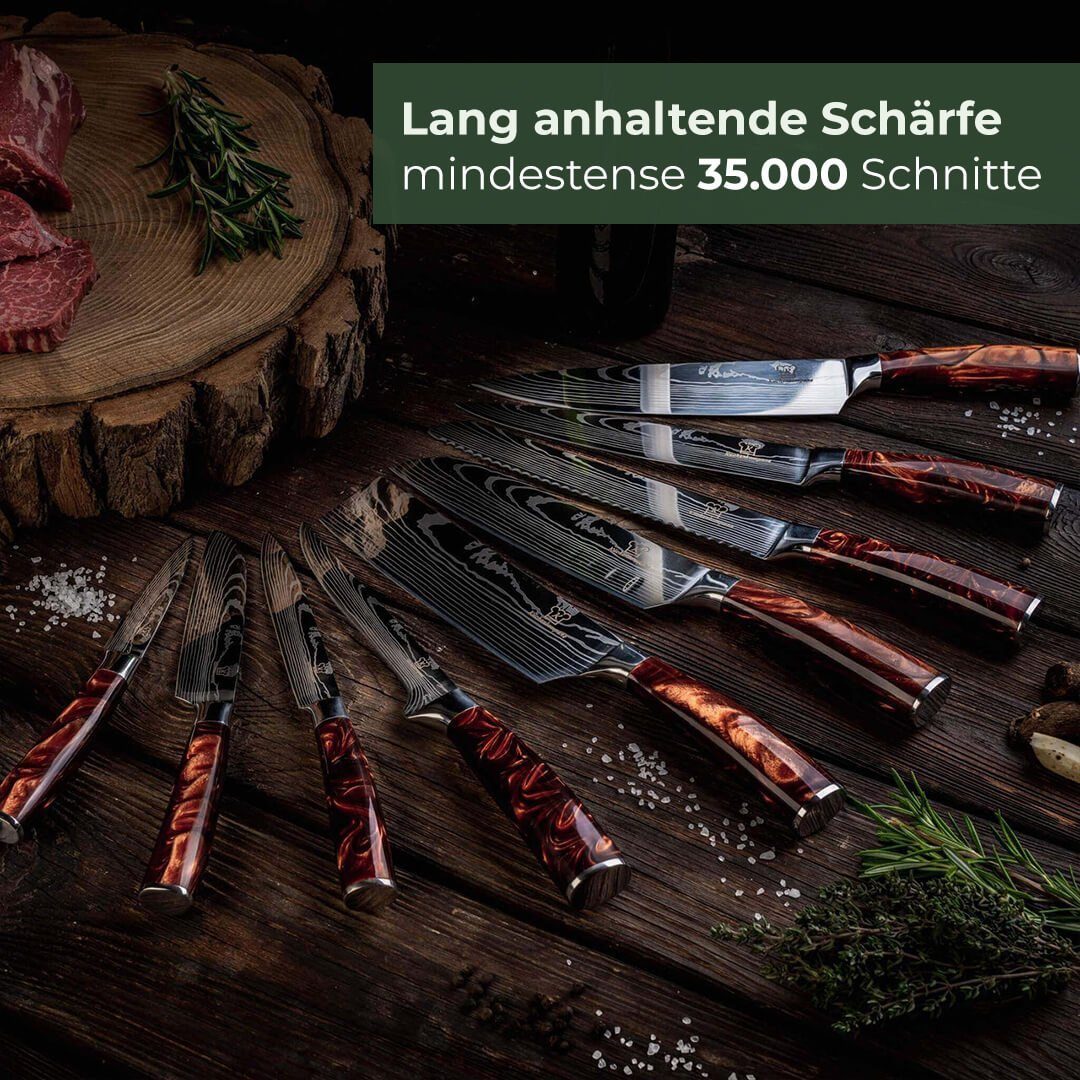 Küchenkompane Messer-Set Messerset mit magnetischem Messerblock - 8-teiliges Küchenmesser Set (2-tlg)