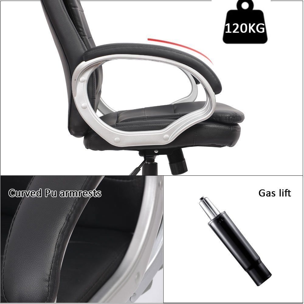 Melko Gaming-Stuhl Schreibtischstuhl Bürostuhl Chefsessel Bürosessel Computerstuhl 120 KG in Schwarz, Grau & Weiß für Office Gaming Arbeit im Racing Design Schalensitz Drehstuhl (Stück)