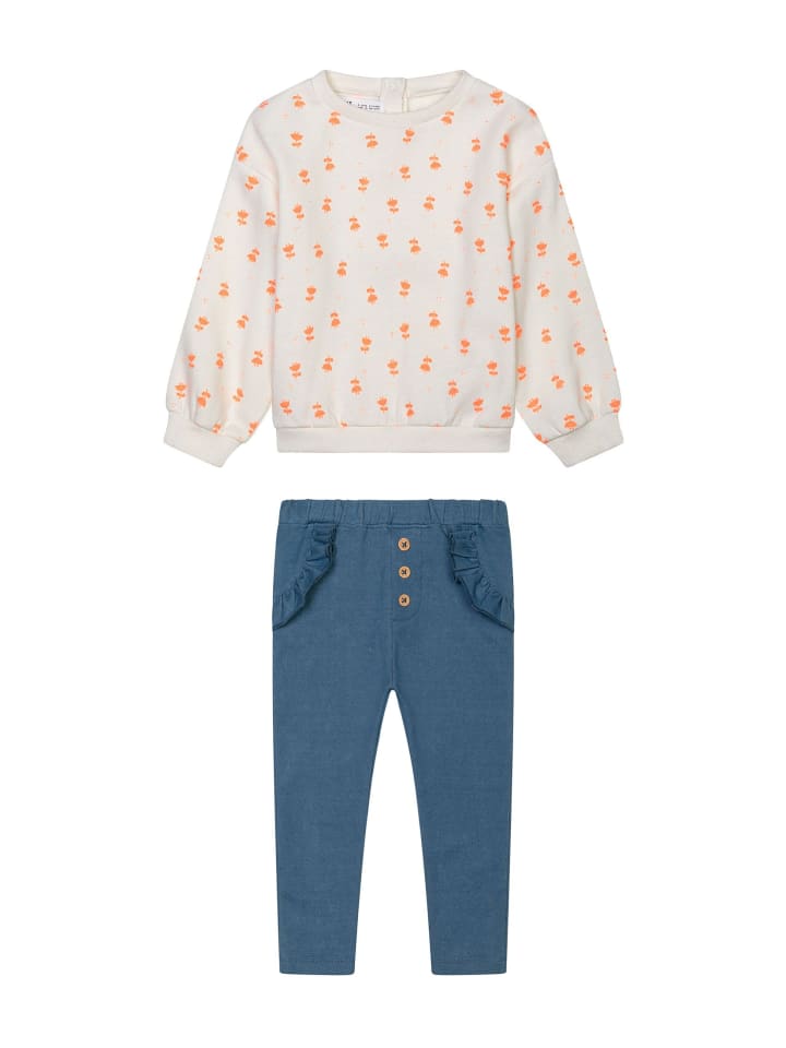 Minoti 2tlg. Outfit: Sweatshirt Fleurs 7 in weiß günstig kaufen