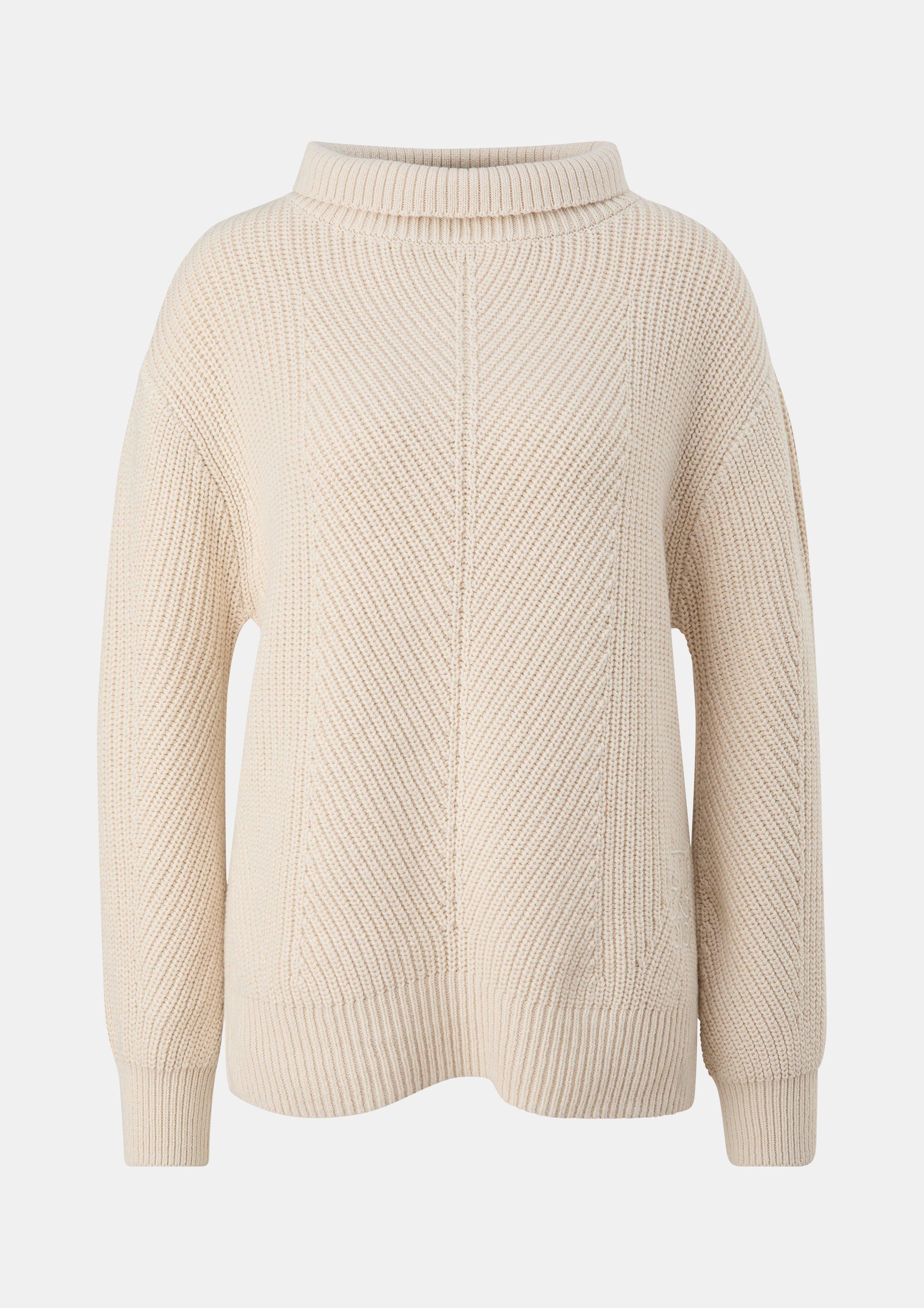 Strickpullover mit Turtleneck - helles beige