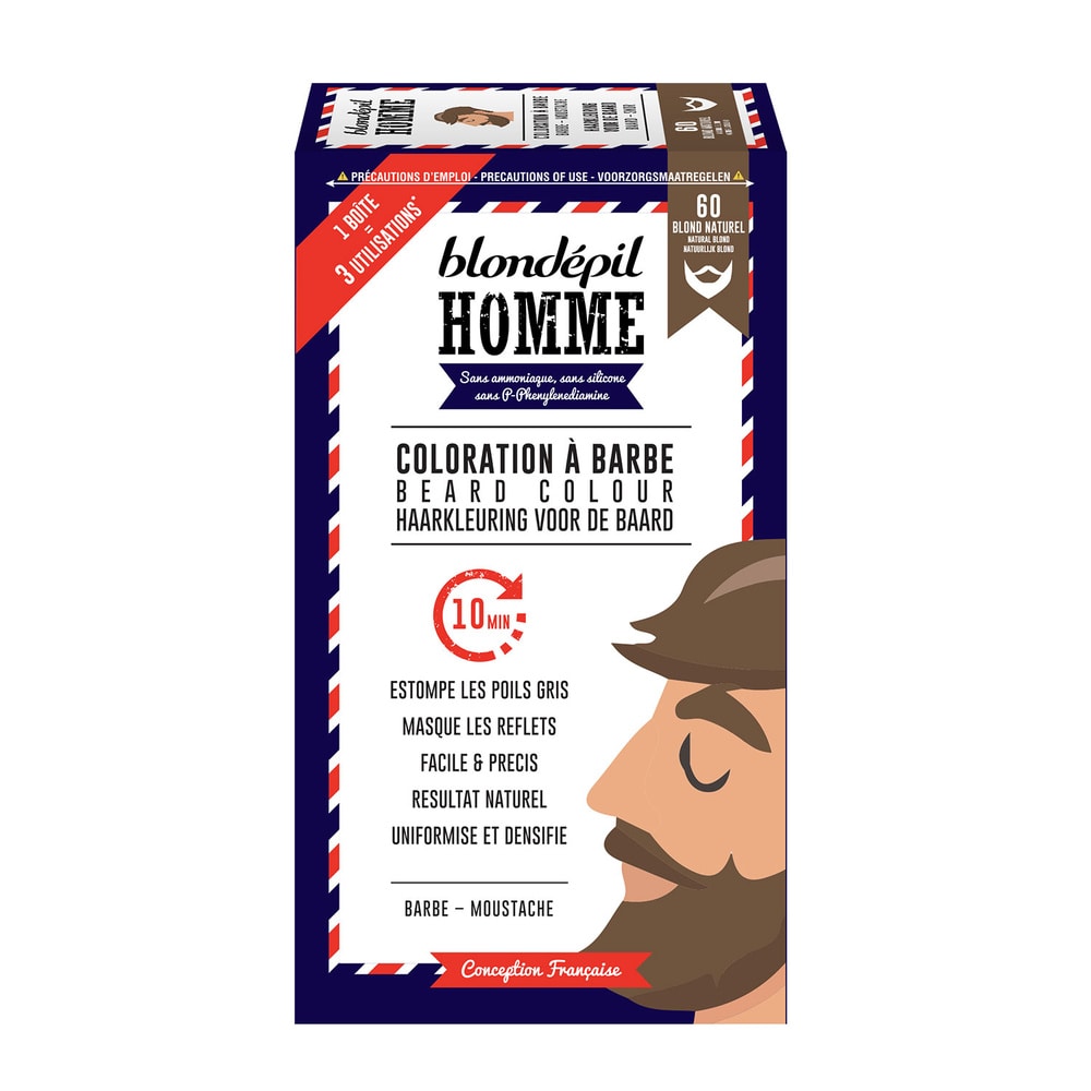 blondepil COLORATION A BARBE BLOND NATUREL - Barbe & Moustache - Kit 3 utilisations Coloration pour barbe