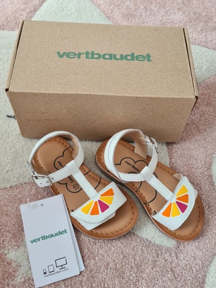 vertbaudet Leder-Sandalen in Weiß günstig kaufen 24