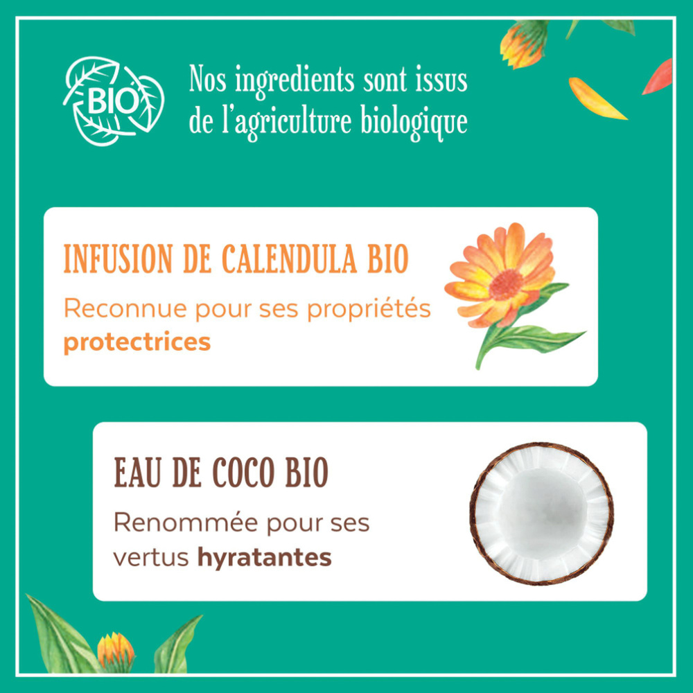 le petit marseillais Shampooing Hydratation Infusion Calendula Et Eau De Coco Shampoing