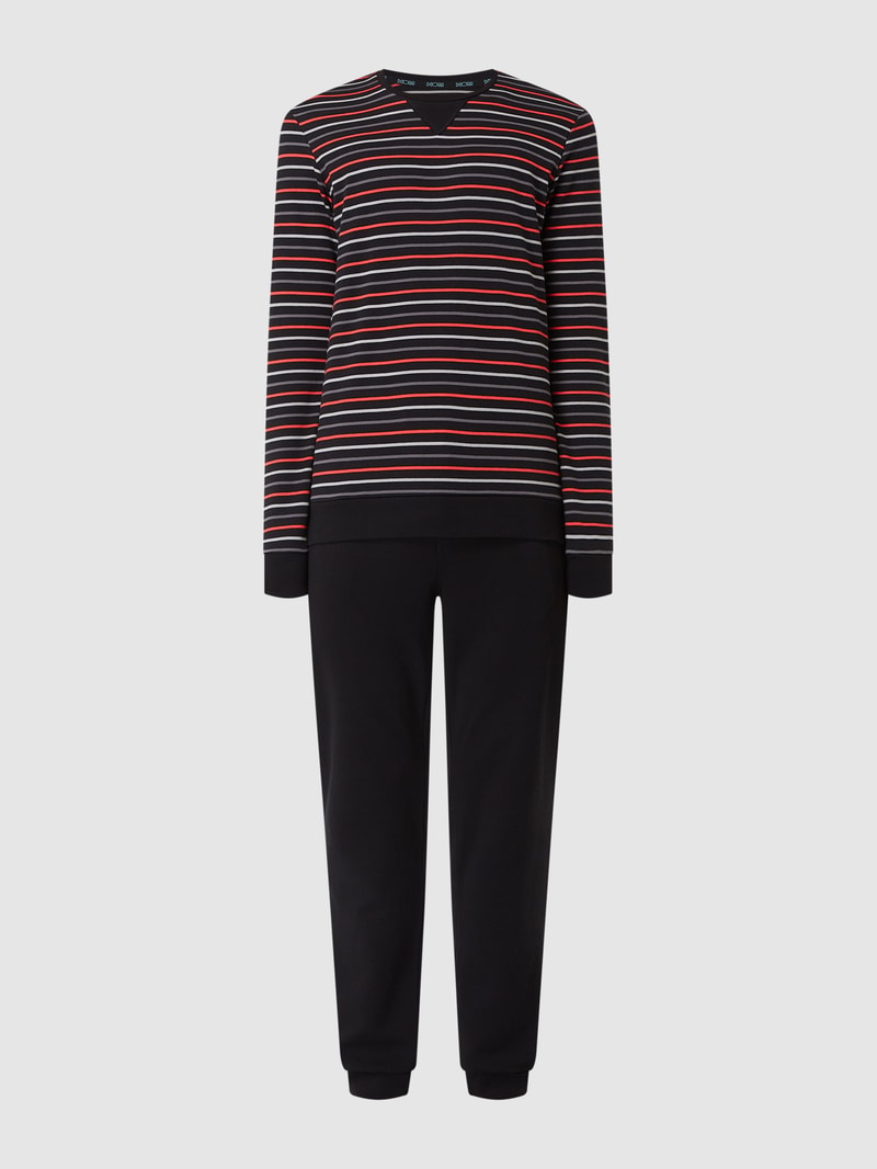 Pyjama mit Streifenmuster in schwarz