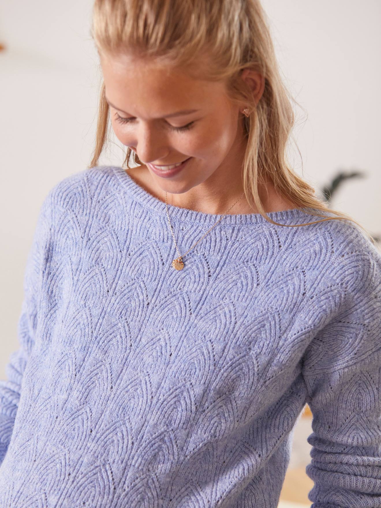 Pull réversible devant/dos grossesse et allaitement bleu lavance