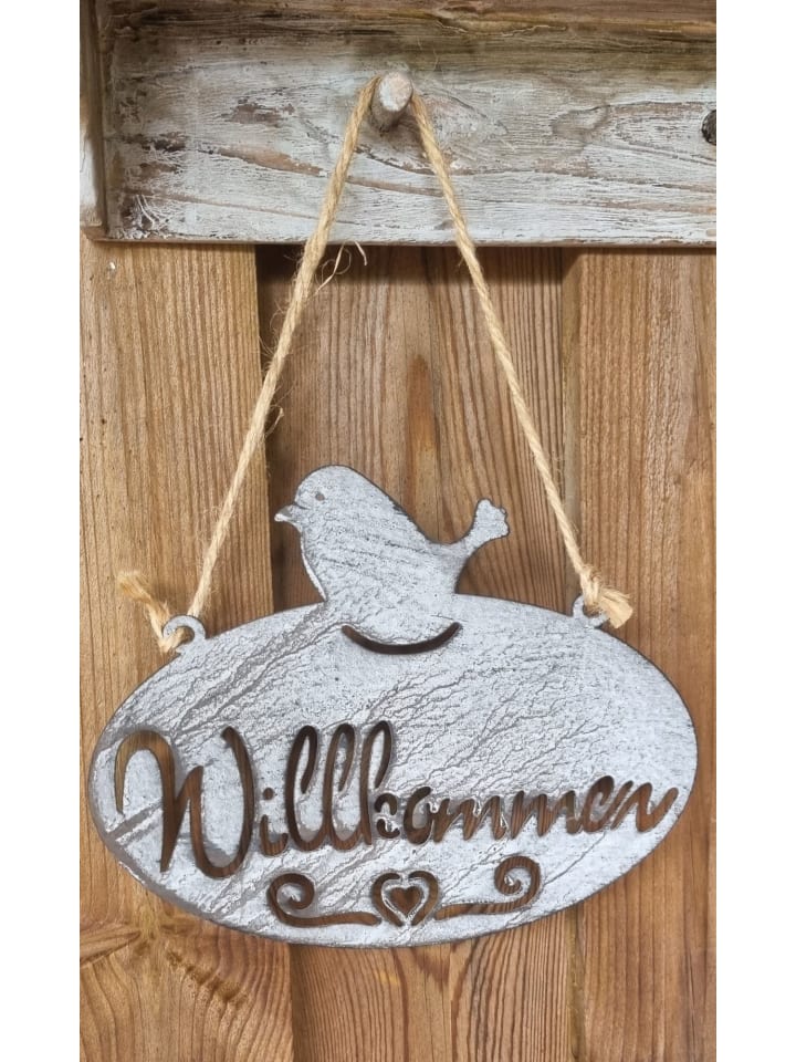 Ambiente Haus Willkommen Schild mit Vogel (B) 20cm günstig kaufen onesize