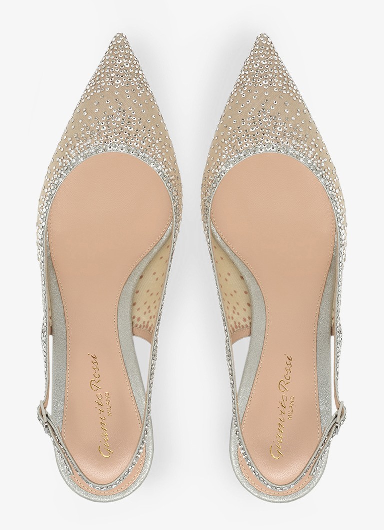 Gianvito Rossi Regina slingback sandala s detaljima od brušene kože i cirkonima