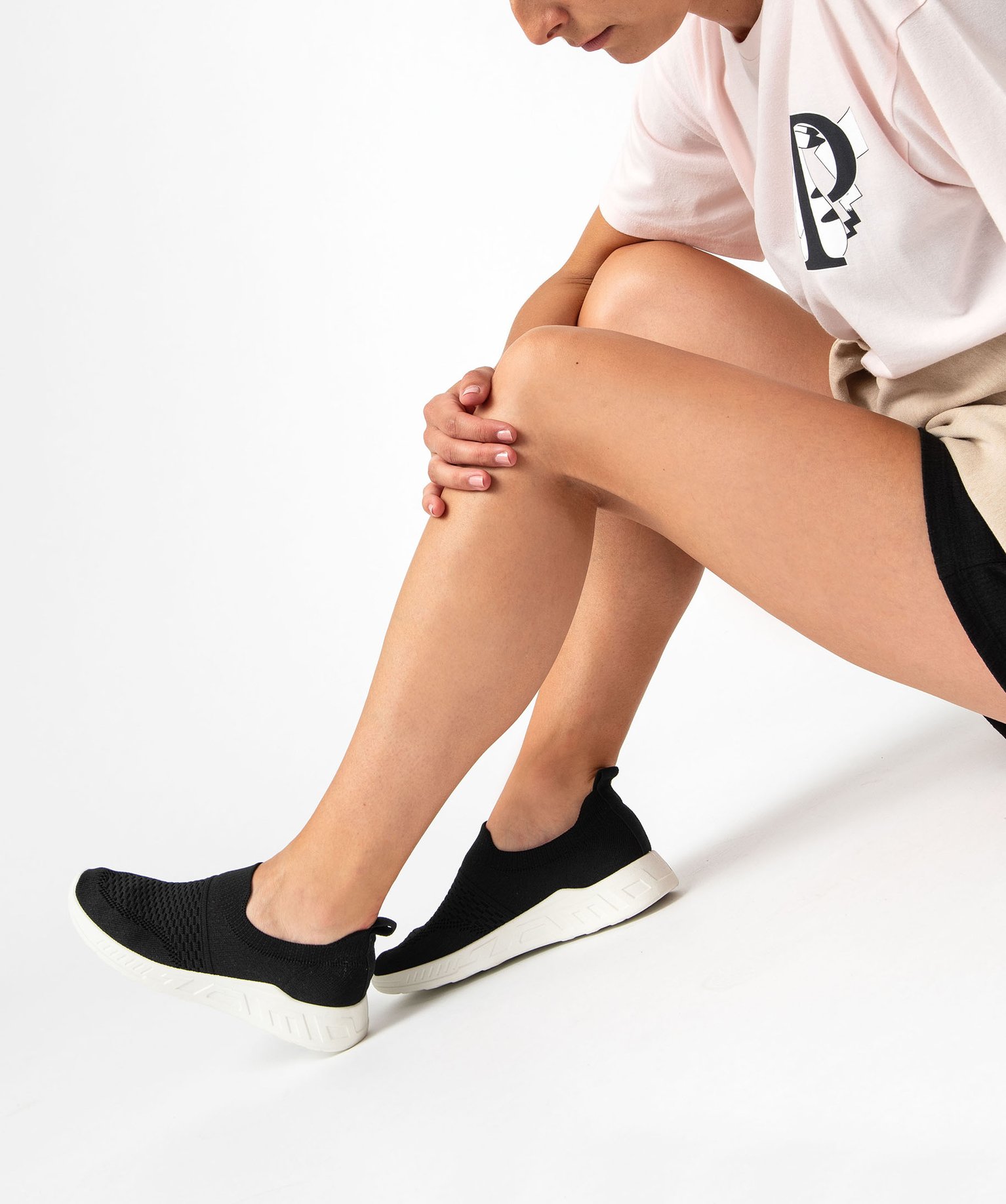 Baskets femme extra souples en maille unie noir | GEMO