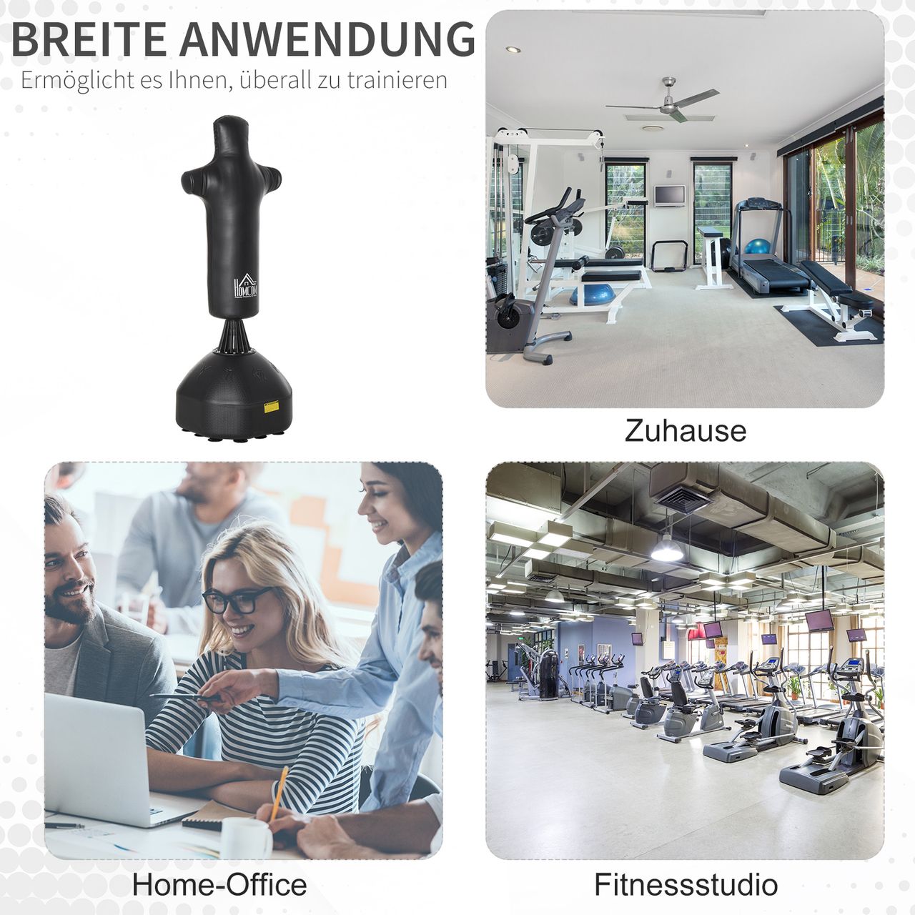 Outsunny HOMCOM Standboxsack Boxdummy Boxsäule Freistehend Boxtraining Schwarz 60 x 64 x 180 cm