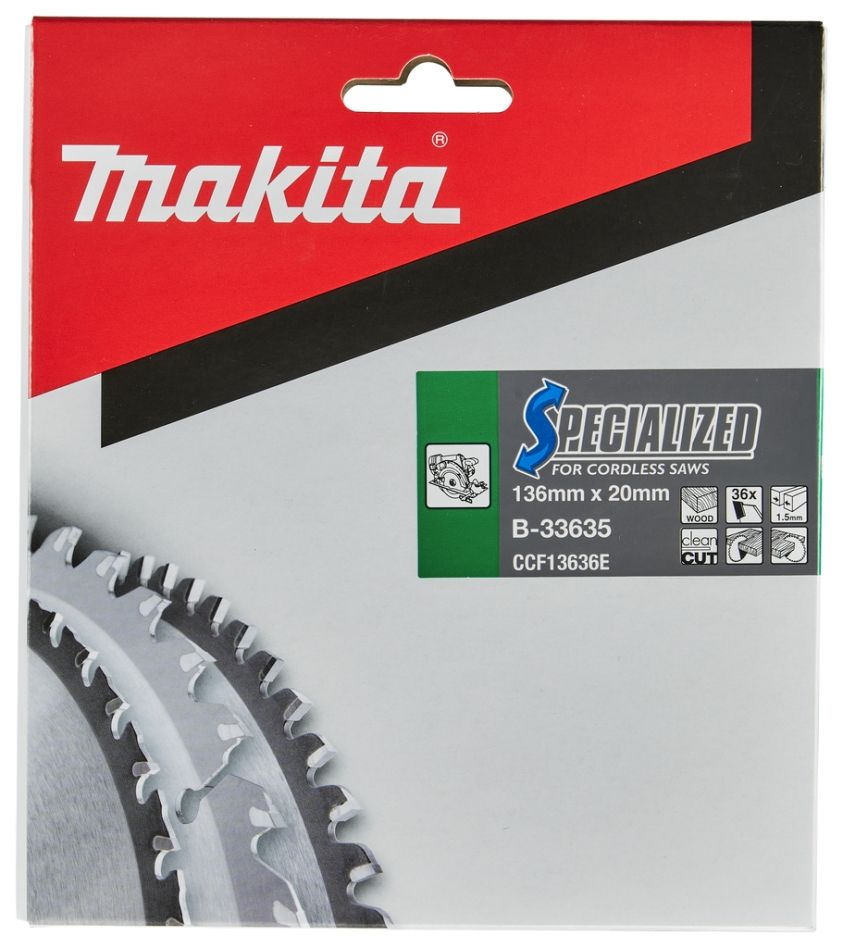 Makita Tilbehør B-33635 Sirkelsagblad Tre Spesialisert 136x20x1.5 36T 18g