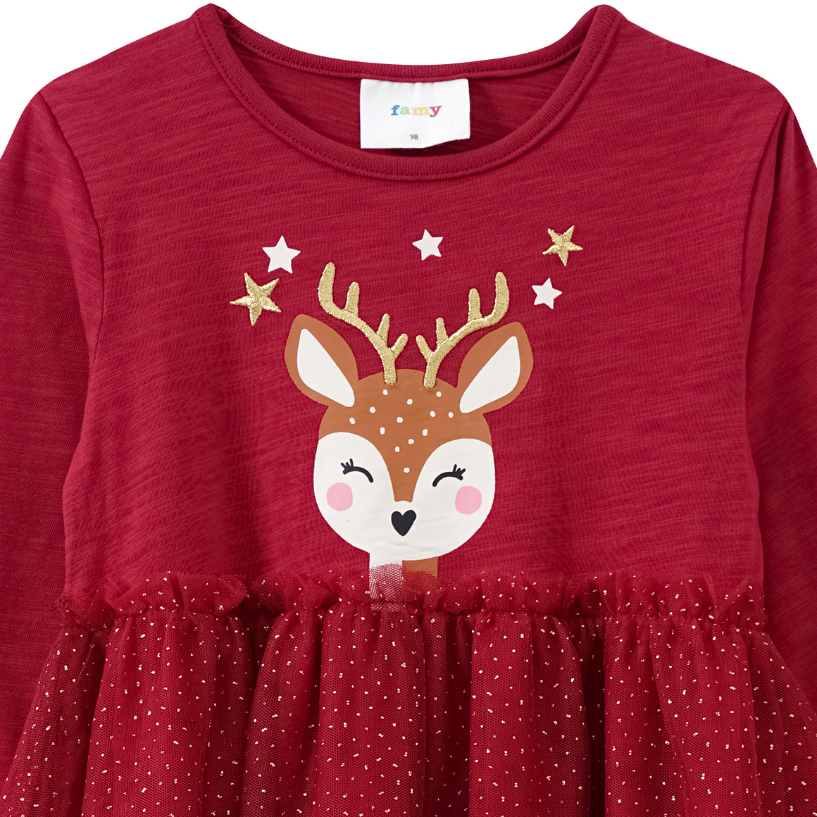 Mädchen Weihnachtskleid mit Tüll rot