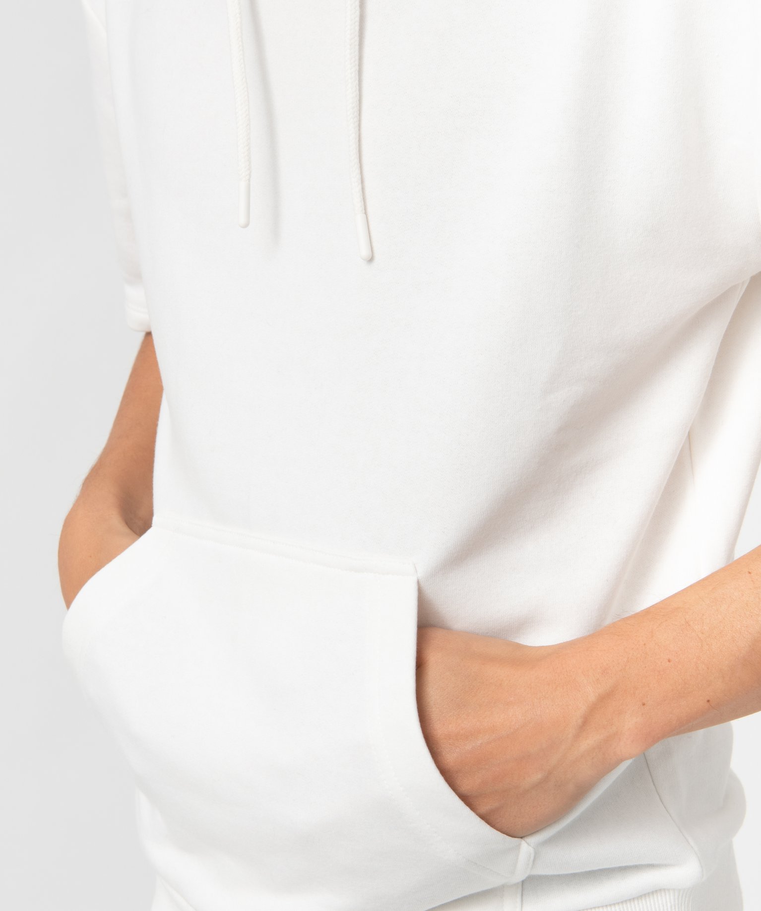 Sweat homme à capuche à manches courtes ecru | GEMO