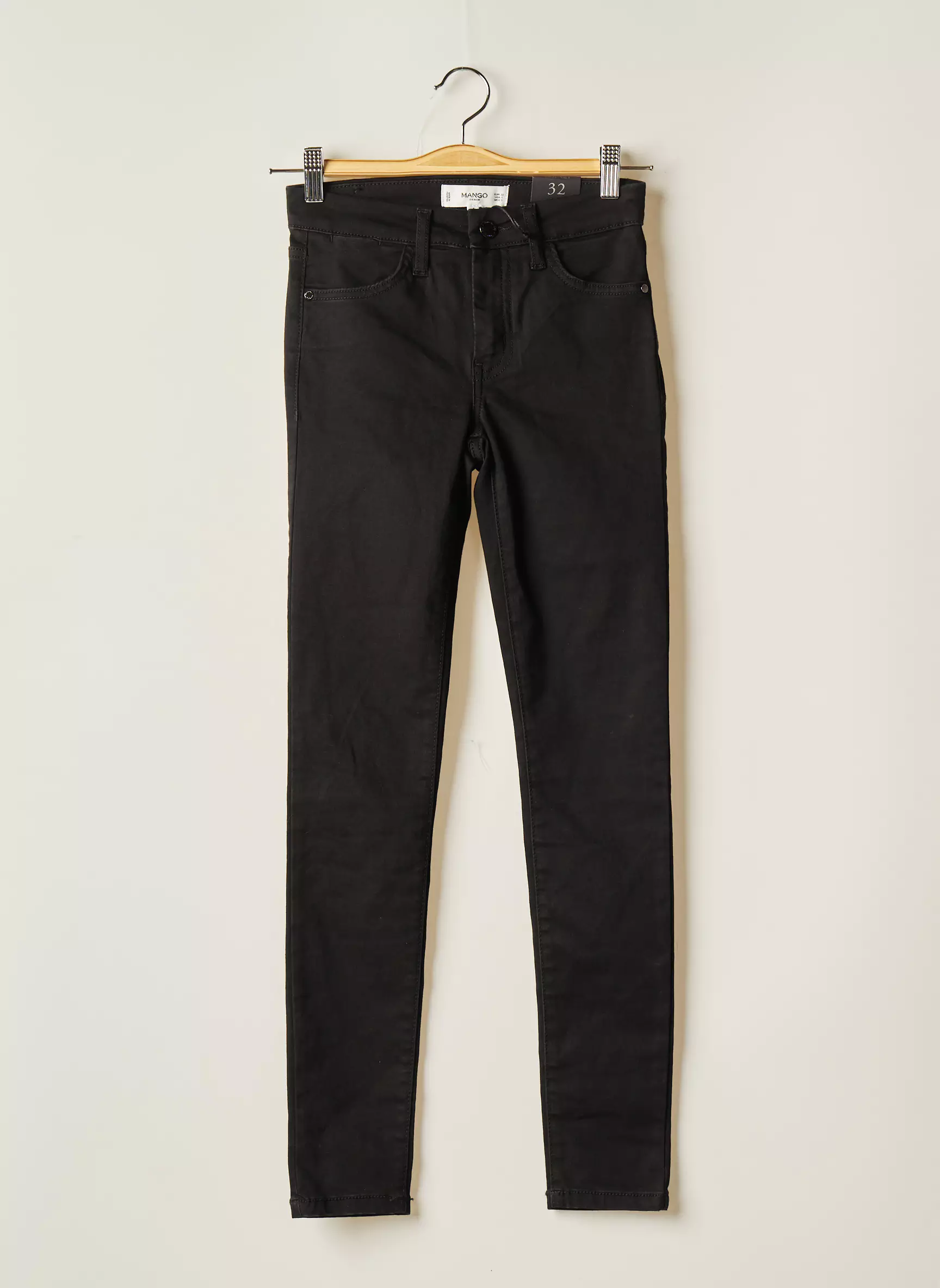 Mango Pantalons Slim Femme couleur noir