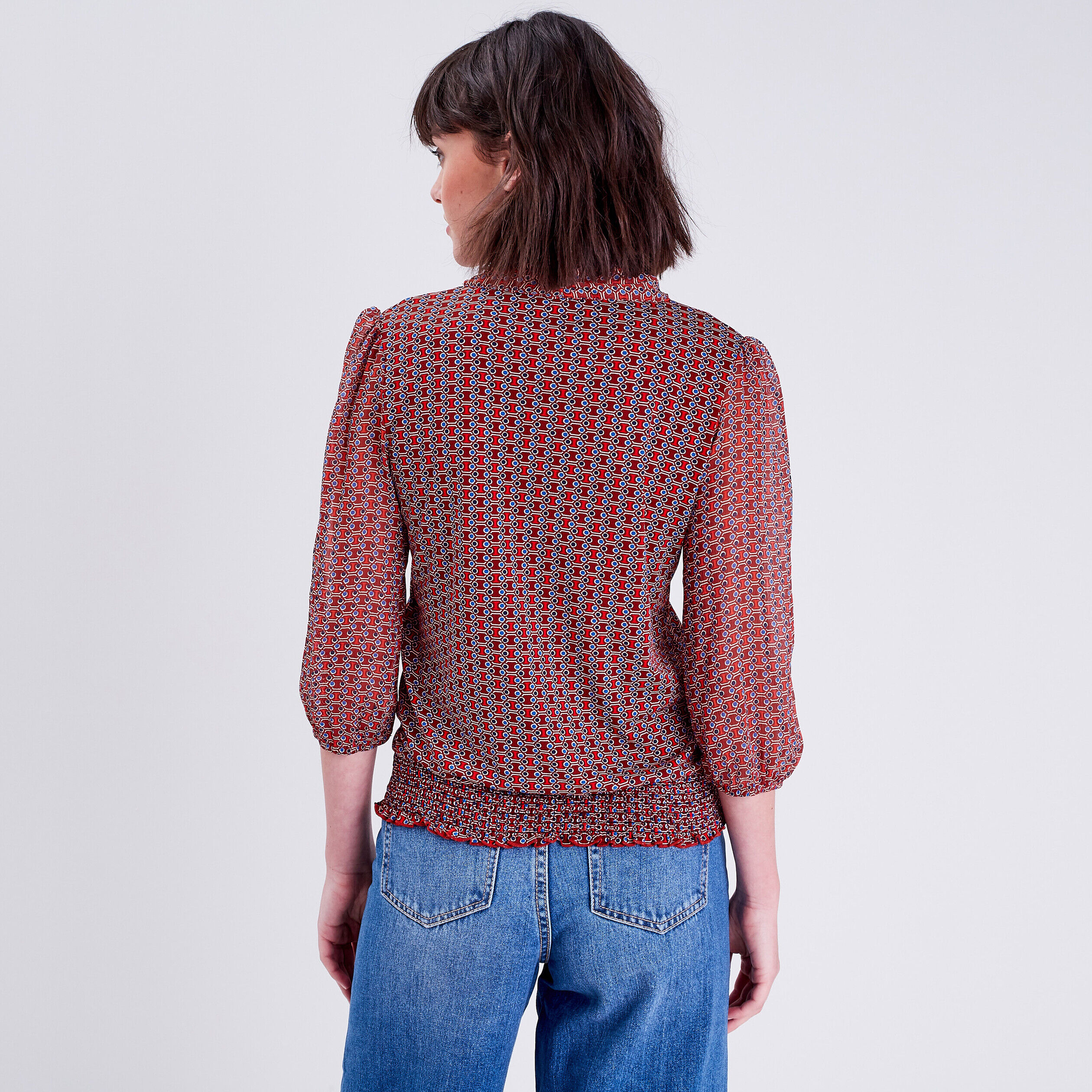 Blouse manches 3/4 marron femme | Cache Cache