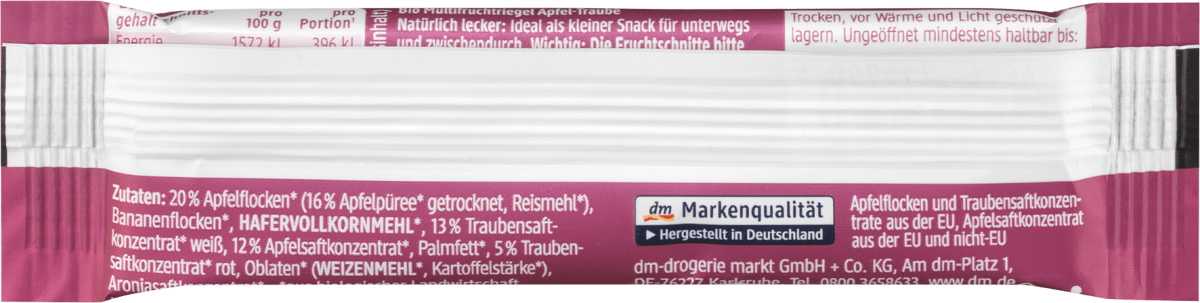 Fruchtriegel Apfel-Traube ab 1Jahr, 25 g