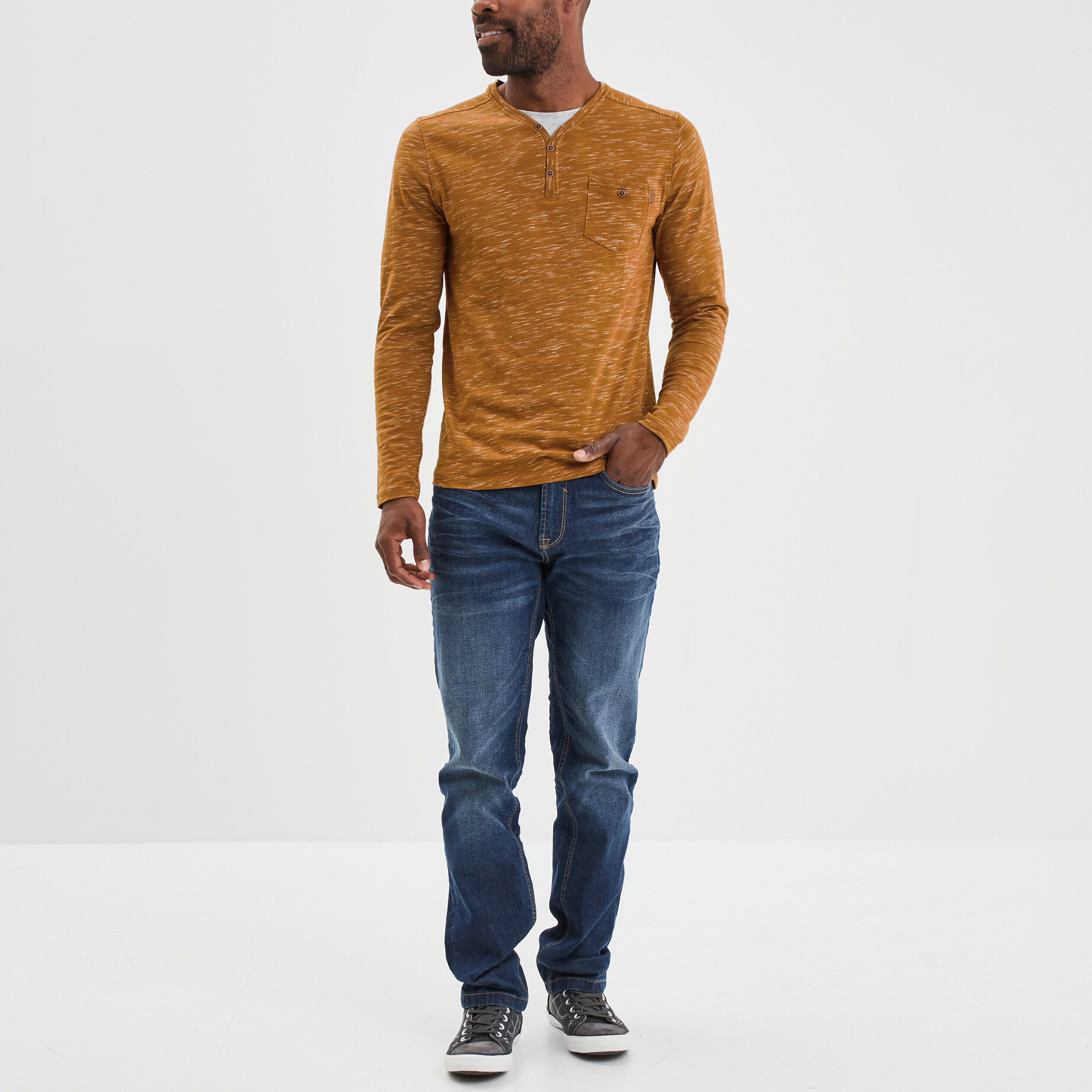 T-shirt manches longues Creeks marron homme | La Halle