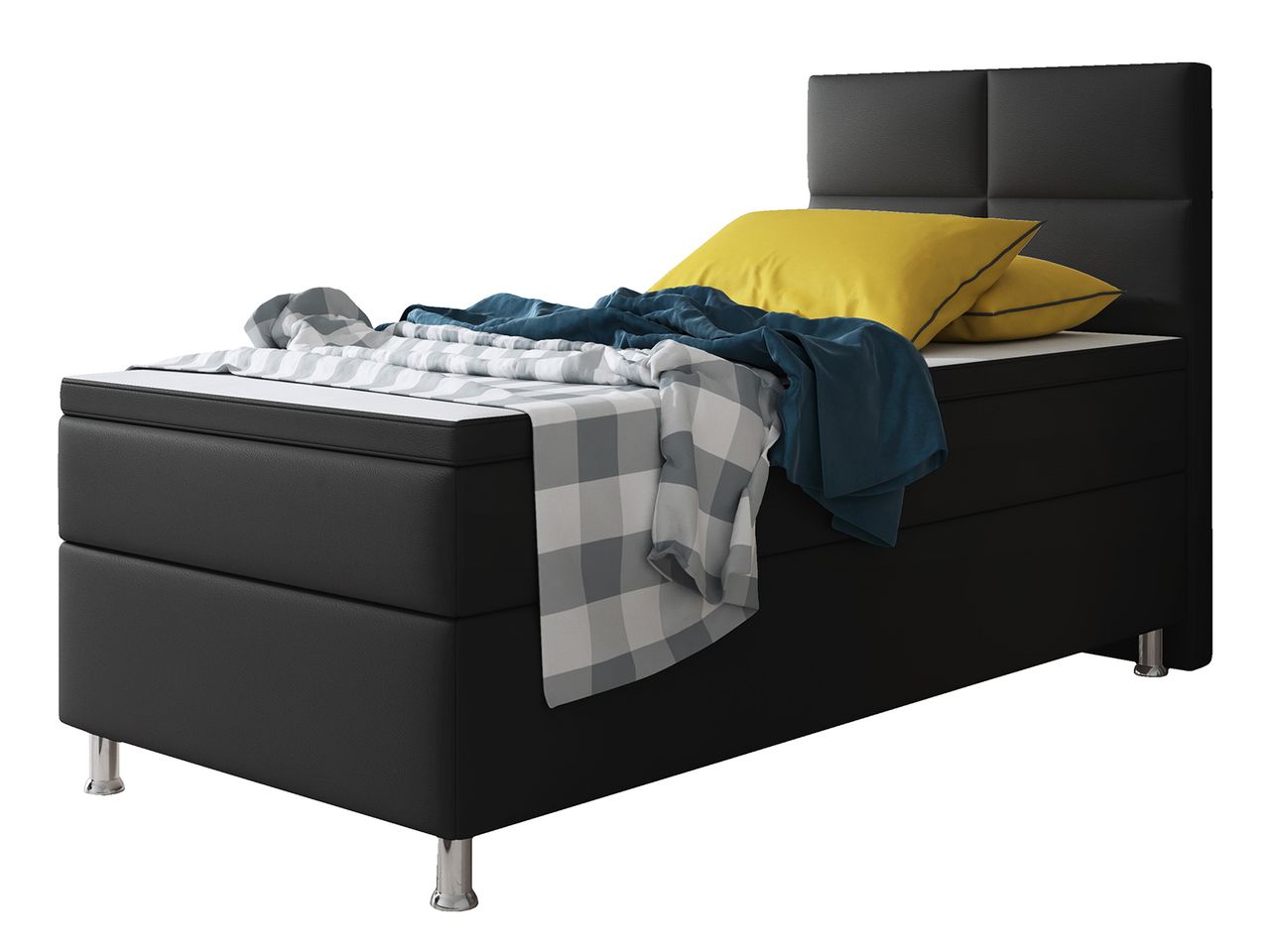 IHG Boxspringbett Miami 90x200 cm Kunstleder Schwarz