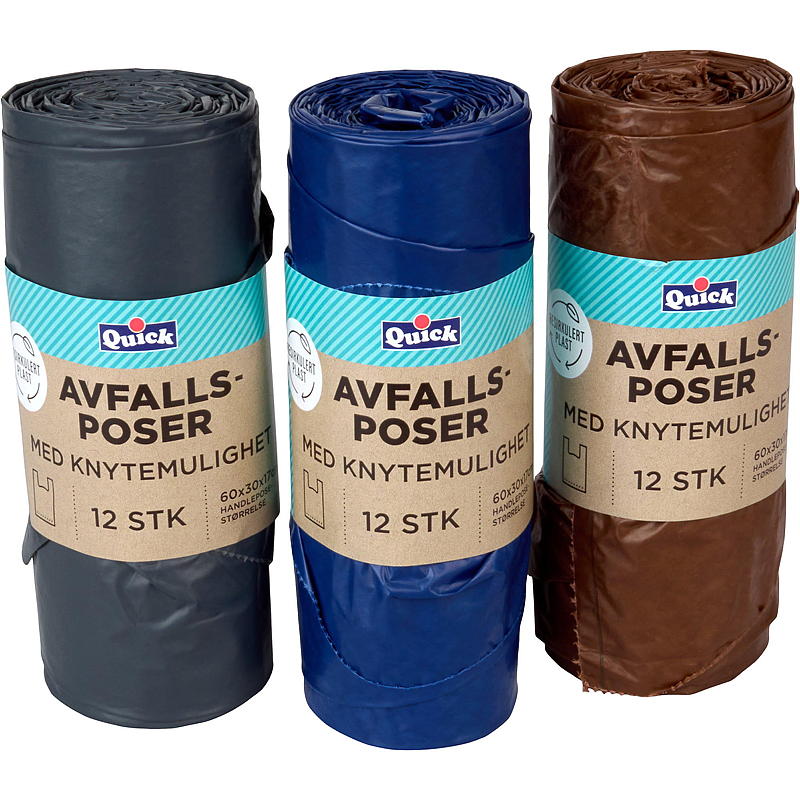 Quick Avfallspose 12 stk 25 l resirkulert