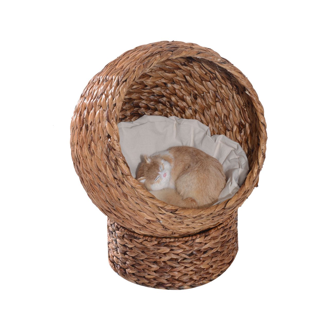 PawHut Rattan Katzenkorb Katzenhöhle Katzenbett mit Kissen Hellbraun