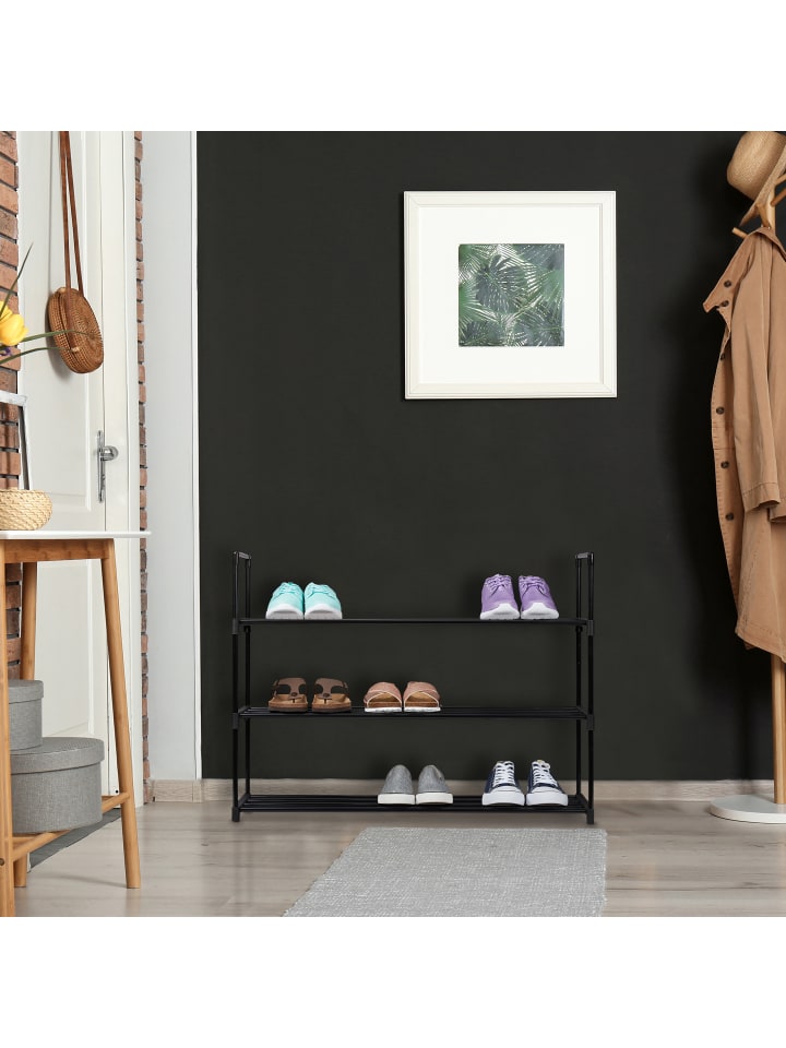 relaxdays Schuhregal in Schwarz - (B)90,5 x (H)67 x (T)30,5 cm günstig kaufen onesize