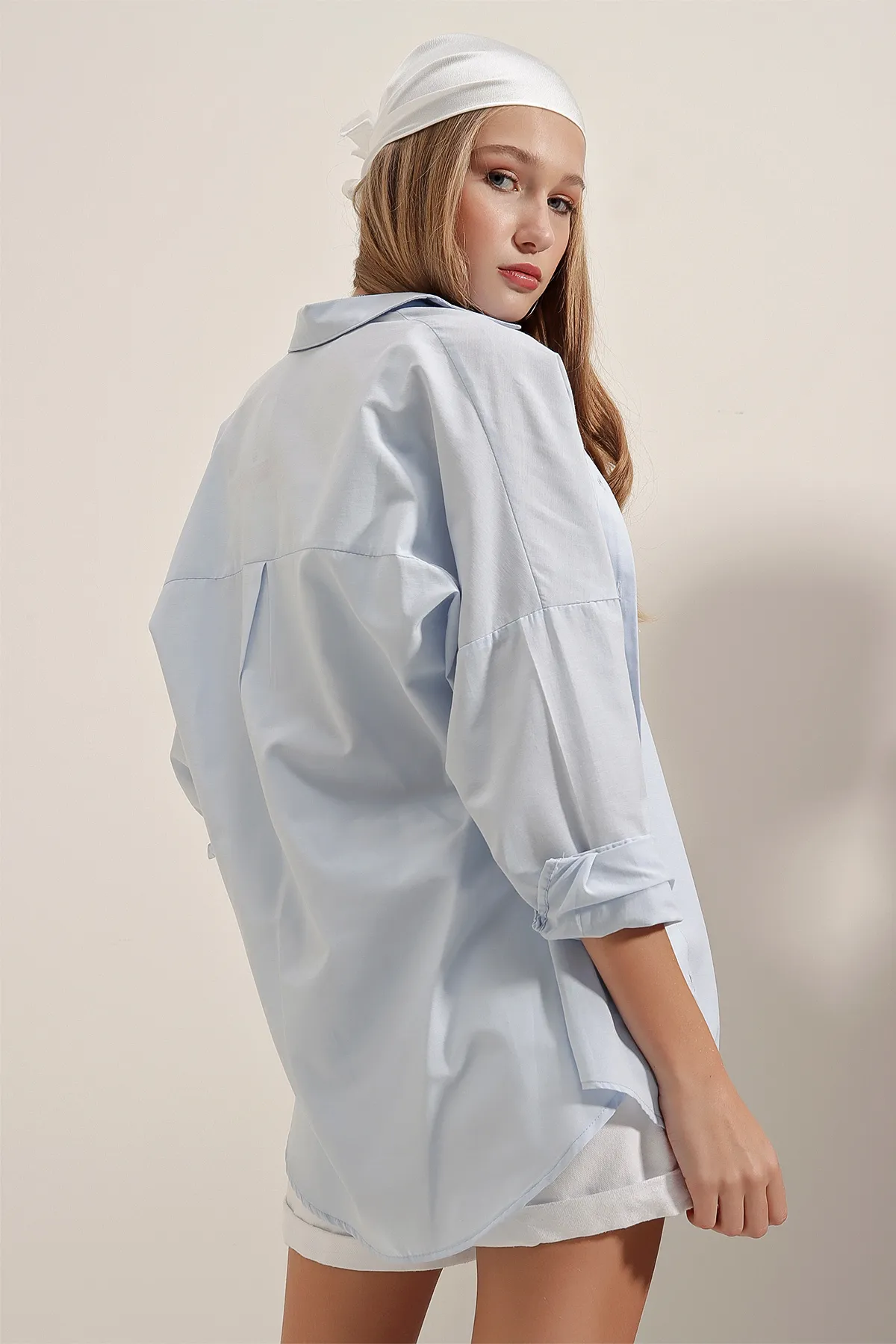 Bigdart  3900 Oversize Long Basic Shirt – Hellblau