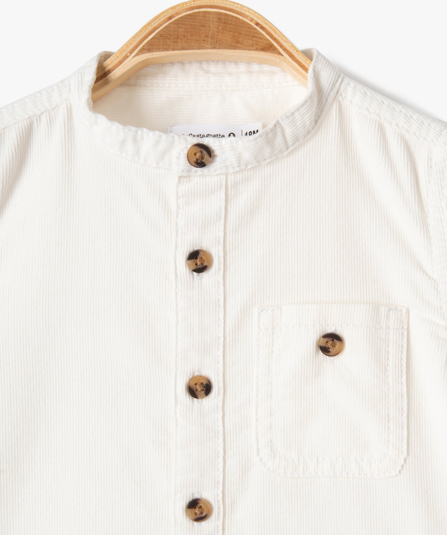 Chemise bébé Garçon à manches longues et col mao en velo... ecru | GEMO