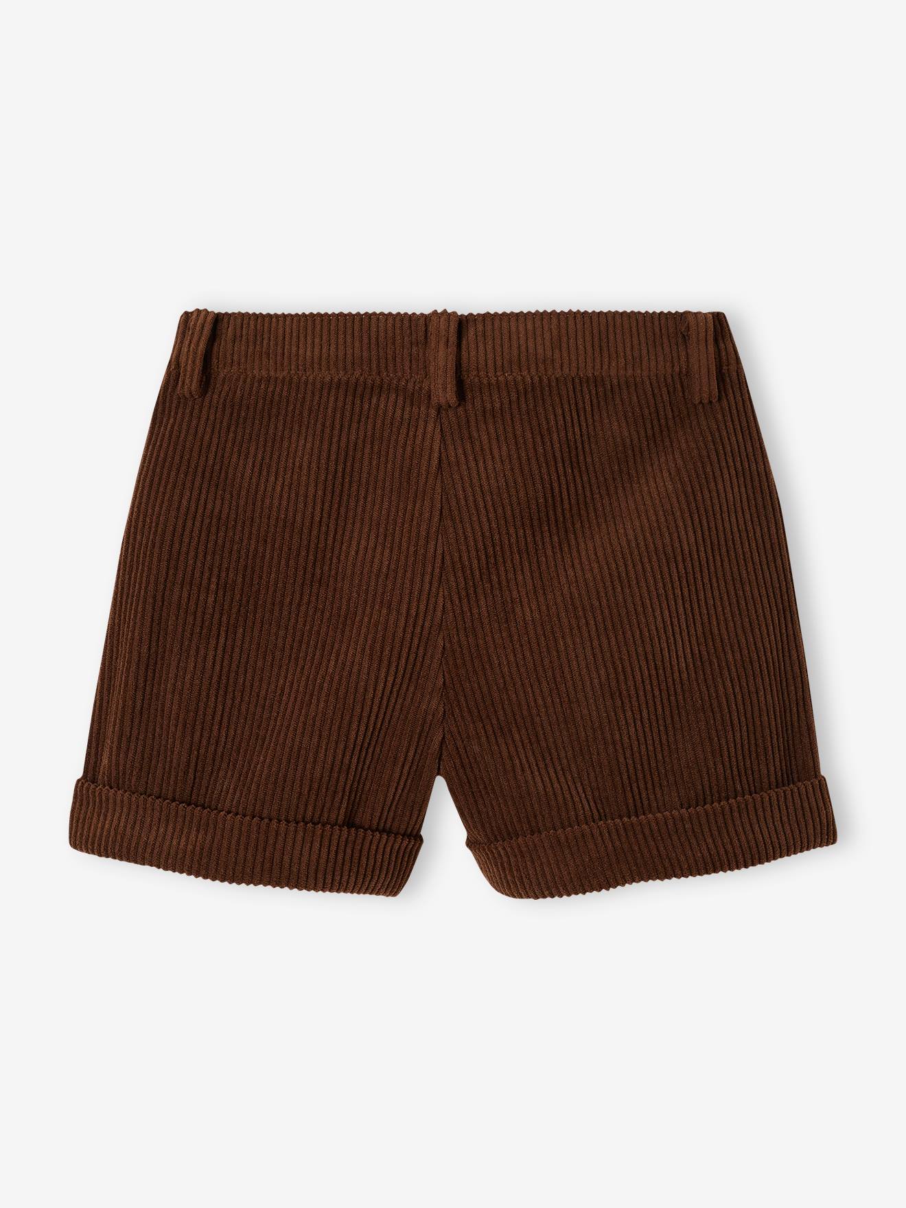 Short en velours côtelé fille beige poudré