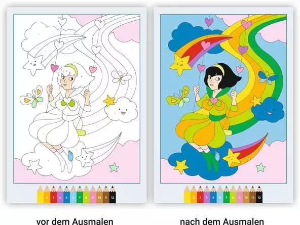 CreArt Malen nach Zahlen ab 5: Regenbogenland