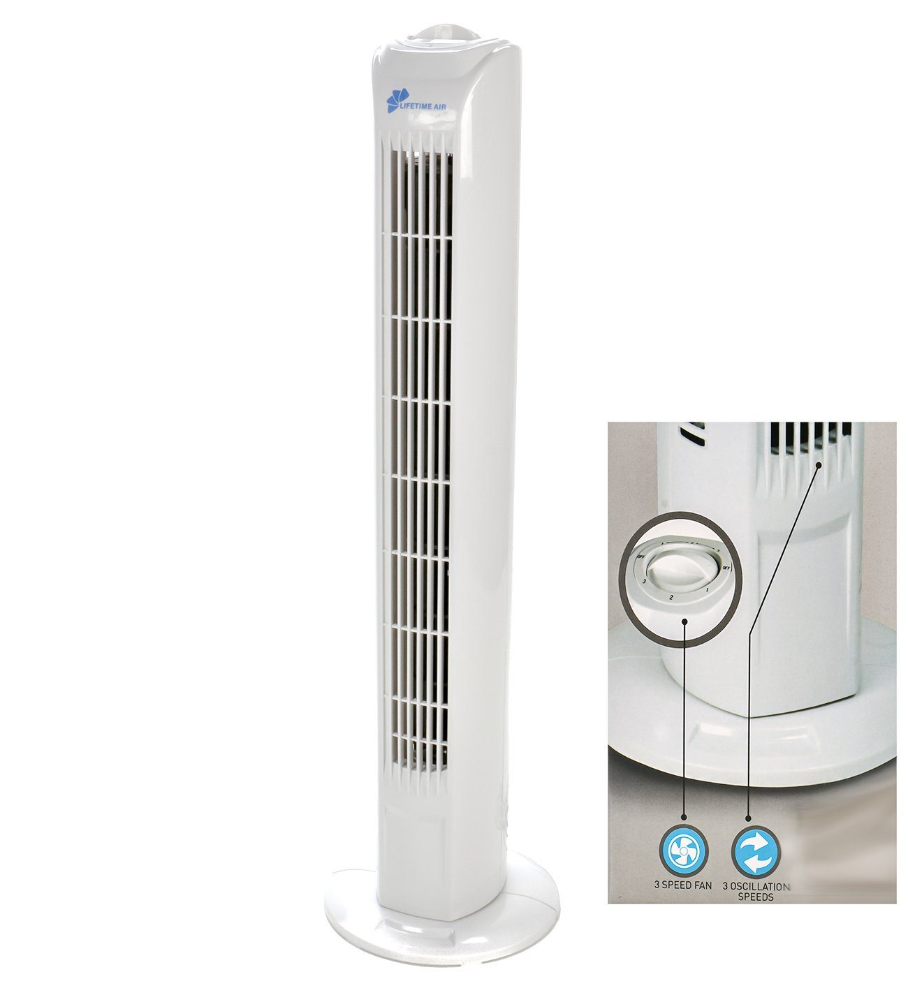 Lifetime Air Turmventilator Ventilator mit Schwenkfunktion, Säulenventilator, Standventilator, Turmlüfter