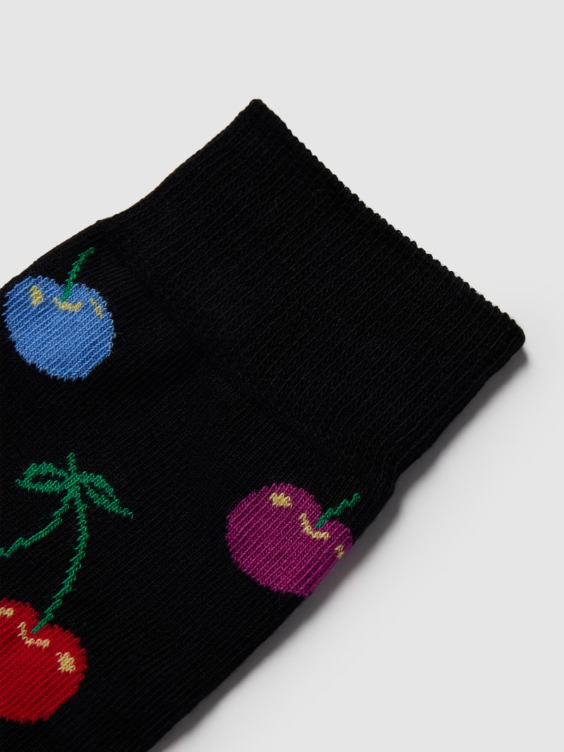 Socken mit Allover-Muster Modell 'CHERRY' in schwarz