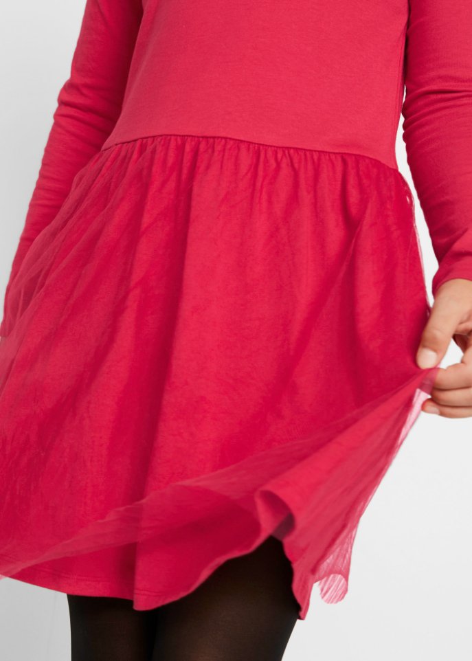Mädchen Jerseykleid mit Tüll