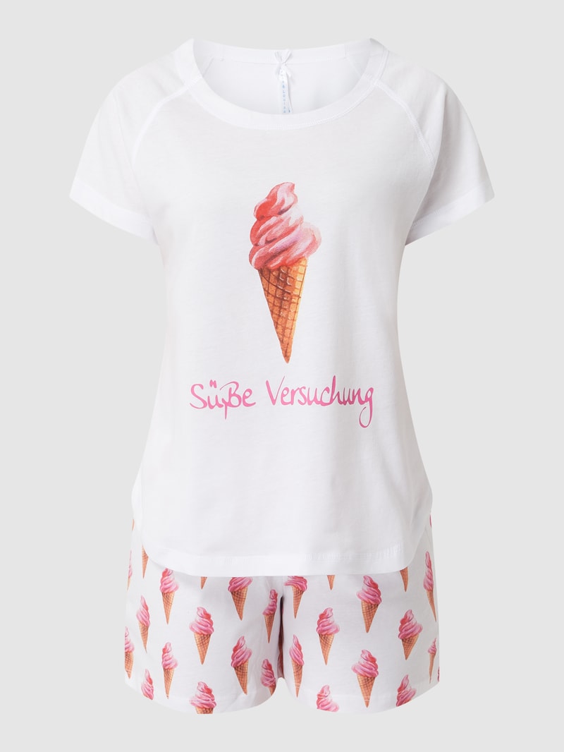Pyjama mit Prints in weiß