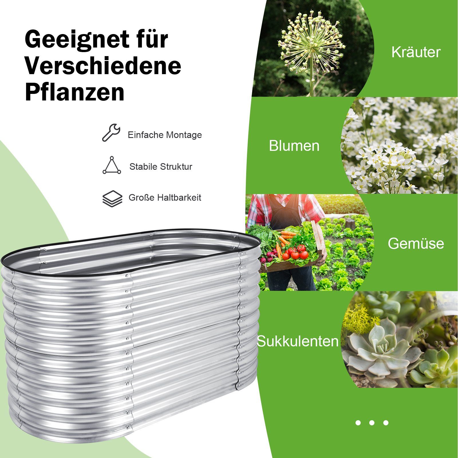 COSTWAY Hochbeet Pflanzkasten, mit offenem Boden, 157,5 x 80 x 81,5 cm