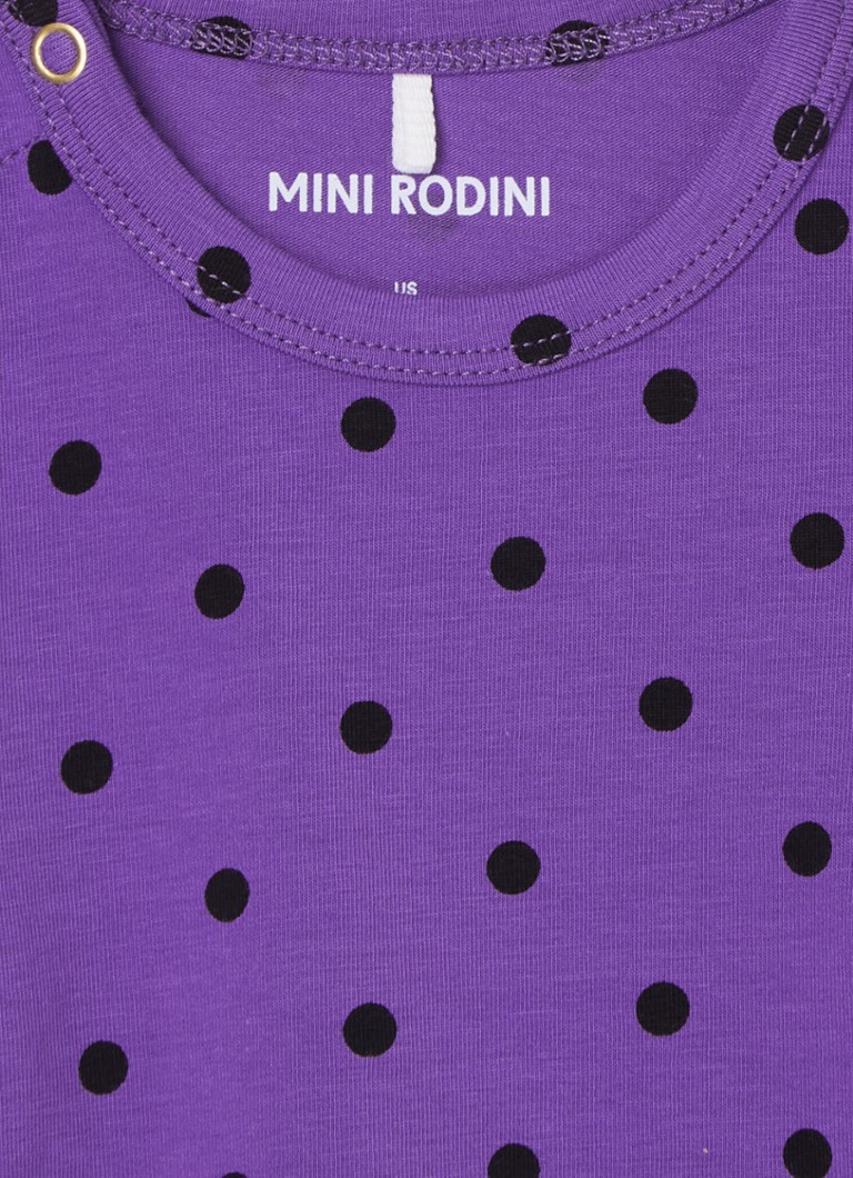 Mini Rodini, cămașă cu mânecă lungă și buline, confecționată din bumbac organic.