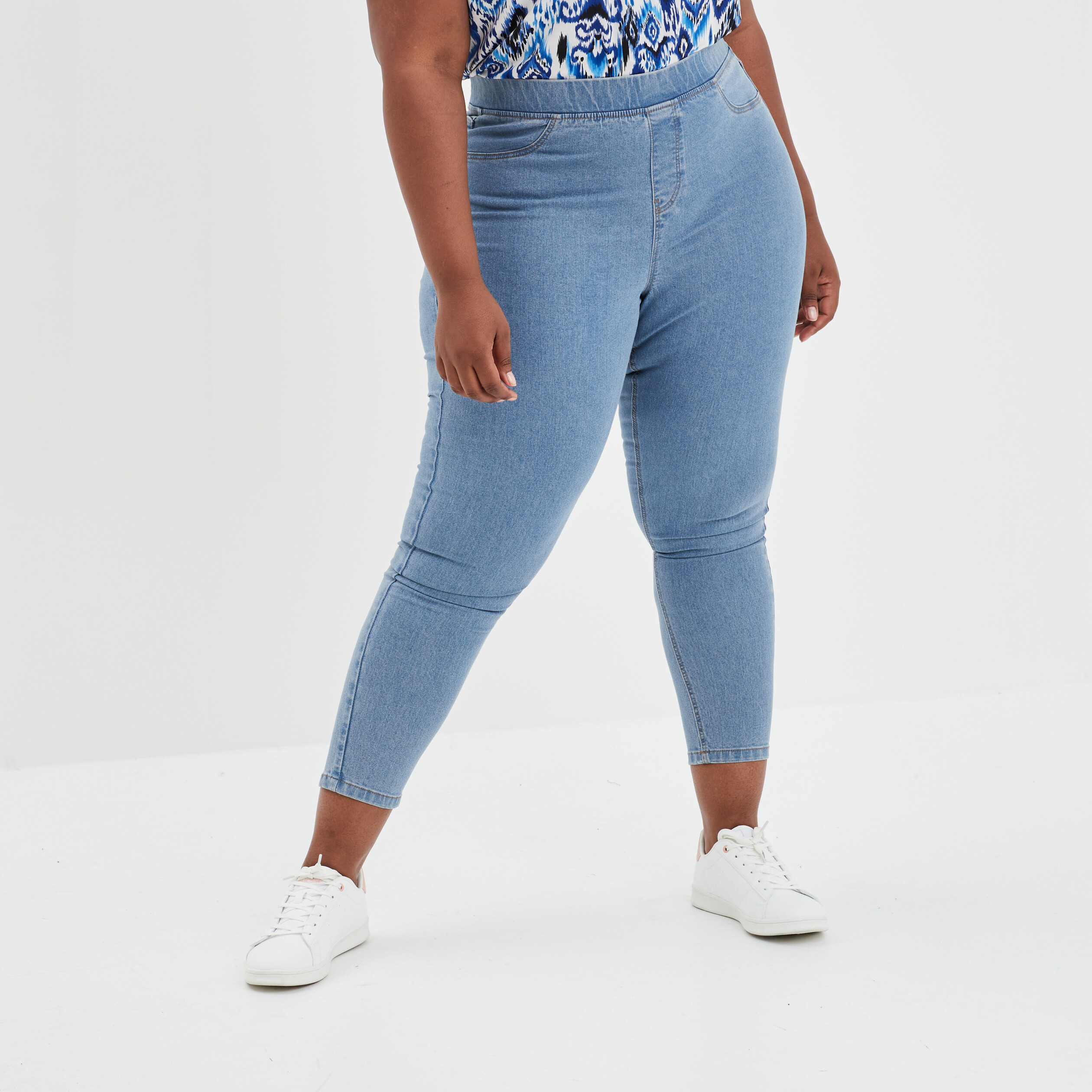 Jegging taille haute matière recyclée denim stone femme grande taille | La Halle